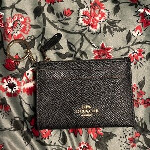Coach Black and Gold Card Holder with Keychain